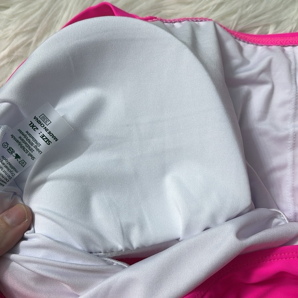 NWOT From Amazon Bright Pink 2 Piece Tankini With Swim Skirt Size 2XL - Picture 9 of 14